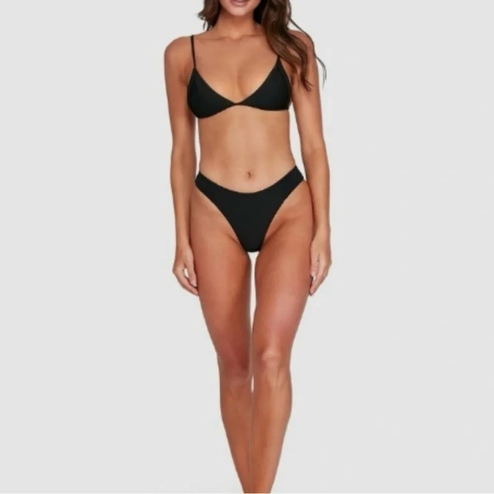 Billabong Marina Hike‎ Textured Black Bikini Bottom Size S